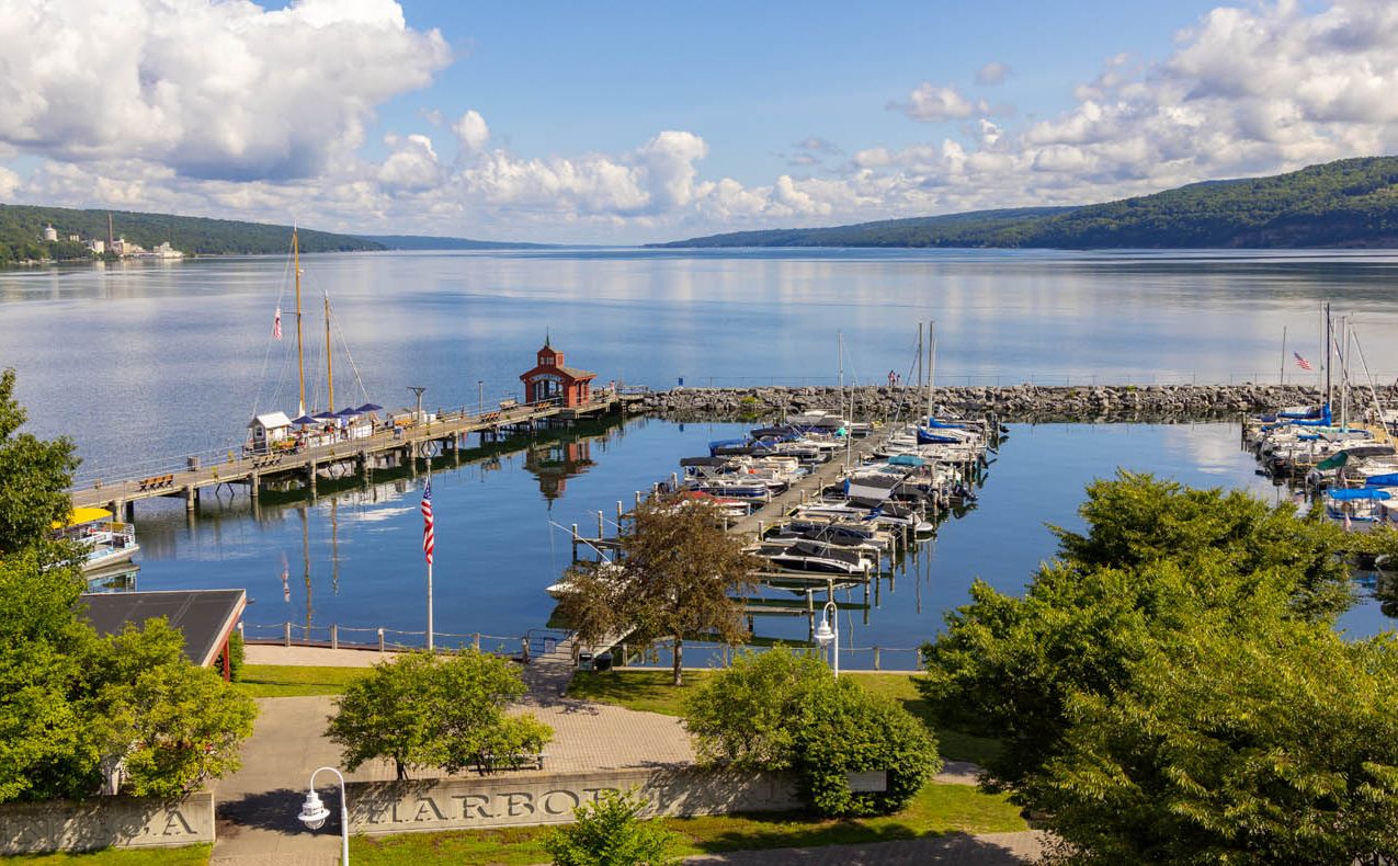 A view of Seneca Lake from a Watkins Glen Harbor Hotel balcony